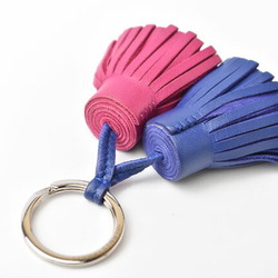 Hermes Key Ring Holder HERMES Carmen Urdos Tassel Charm Blue Fuchsia