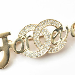 CHANEL Brooch Pin FOREVER Rhinestone Coco Mark Gold