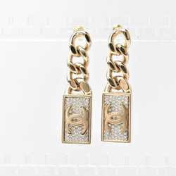 Chanel Earrings CHANEL Swing CC Mark Coco Rhinestone Champagne Gold