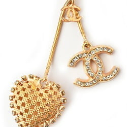 Chanel Necklace Pendant CHANEL Long Coco Mark CC Heart Rhinestone Gold