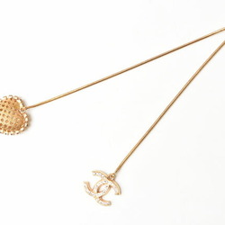 Chanel Necklace Pendant CHANEL Long Coco Mark CC Heart Rhinestone Gold