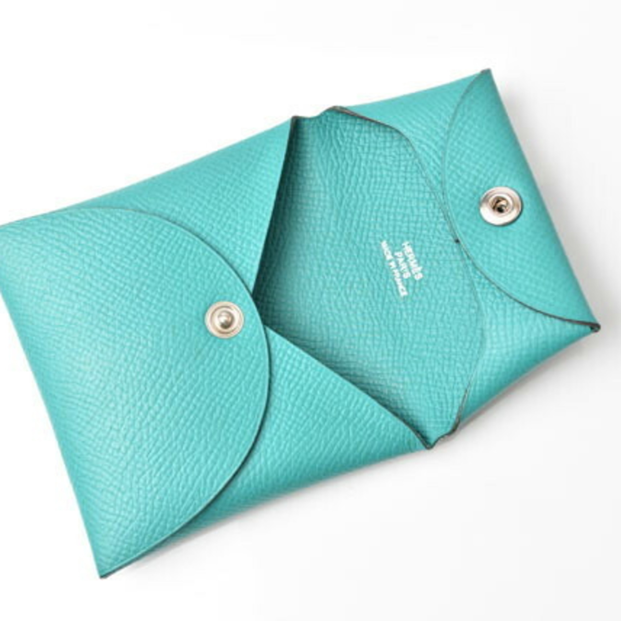 Hermes coin case, purse, HERMES Bastia, Epsom leather, turquoise