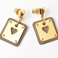 Hermes Earrings HERMES Ace of Hearts As de Coeur Playing Cards Swift Leather Beige U Stamp