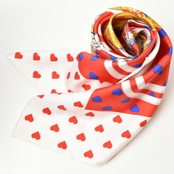 Hermes Scarf Muffler Valentine's Day Limited Edition HERMES Carre 90 Silk Twill Brides de Gala Love Heart Red White