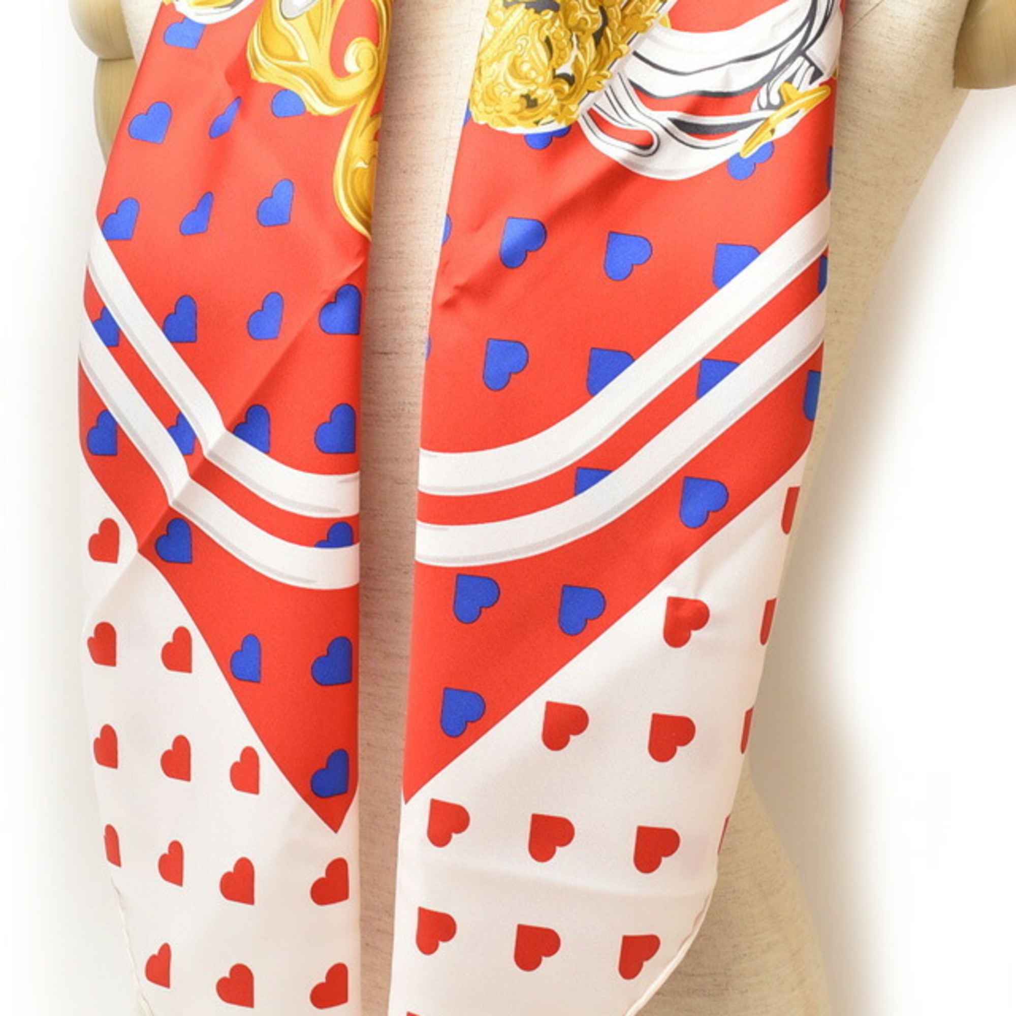 Hermes Scarf Muffler Valentine's Day Limited Edition HERMES Carre 90 Silk Twill Brides de Gala Love Heart Red White