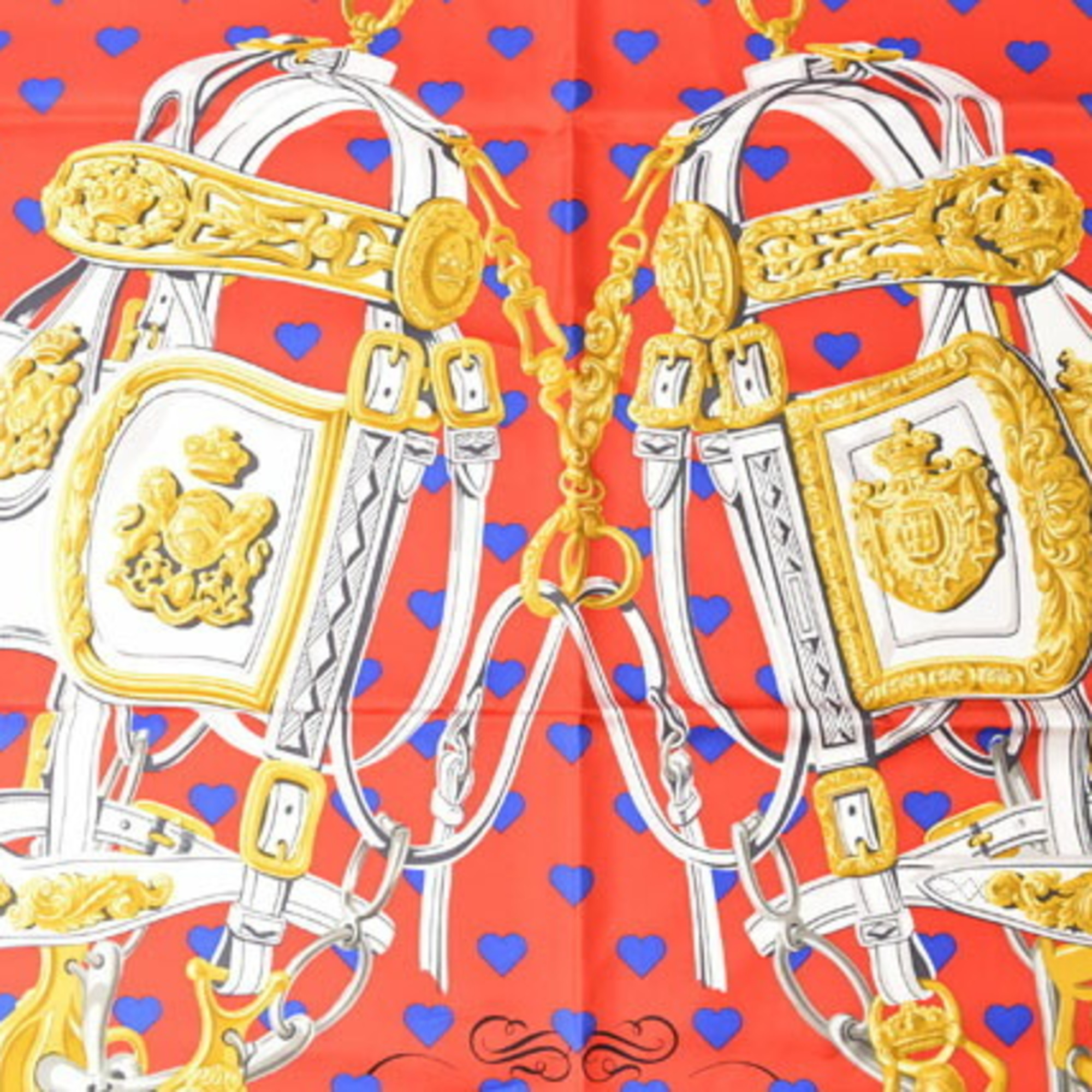 Hermes Scarf Muffler Valentine's Day Limited Edition HERMES Carre 90 Silk Twill Brides de Gala Love Heart Red White