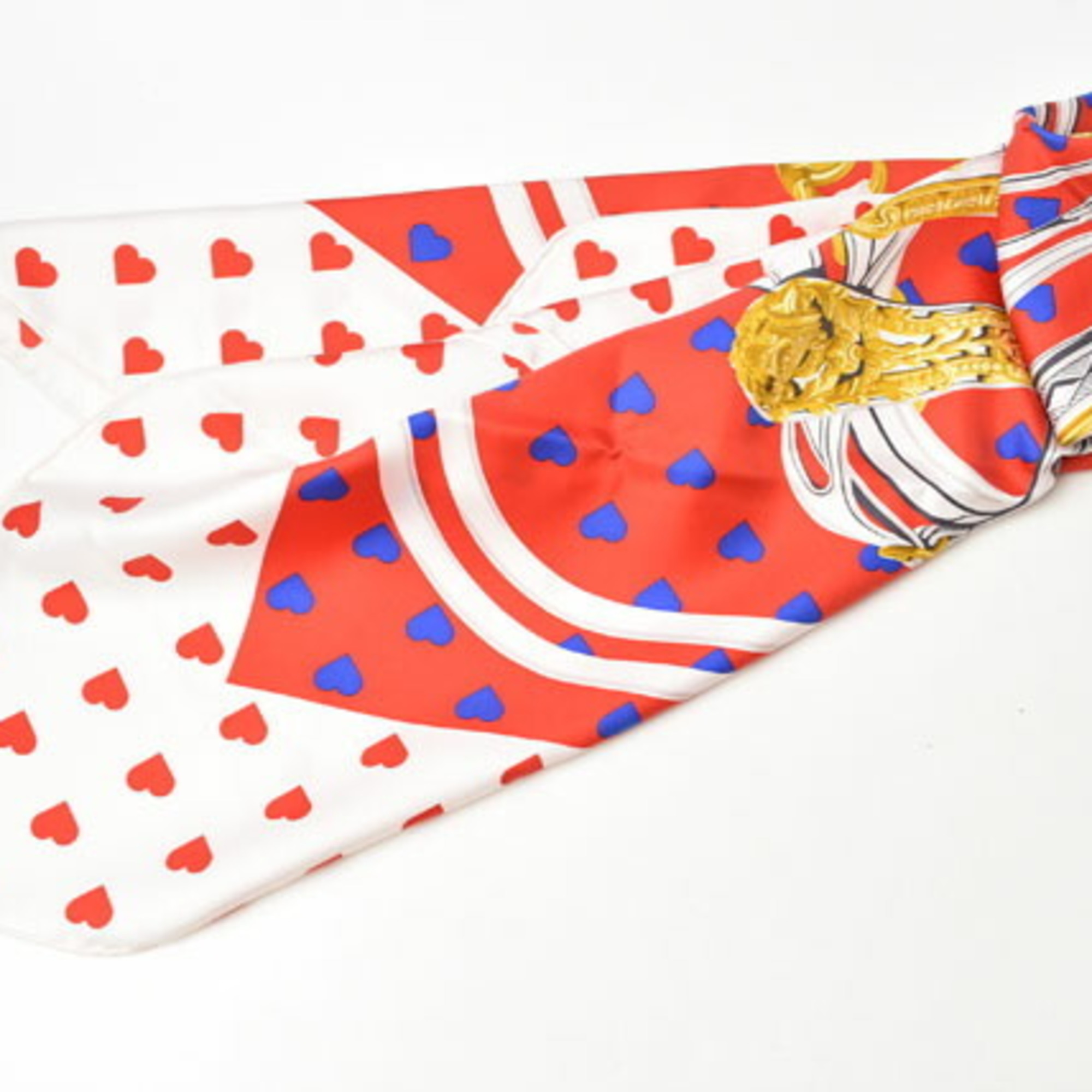 Hermes Scarf Muffler Valentine's Day Limited Edition HERMES Carre 90 Silk Twill Brides de Gala Love Heart Red White