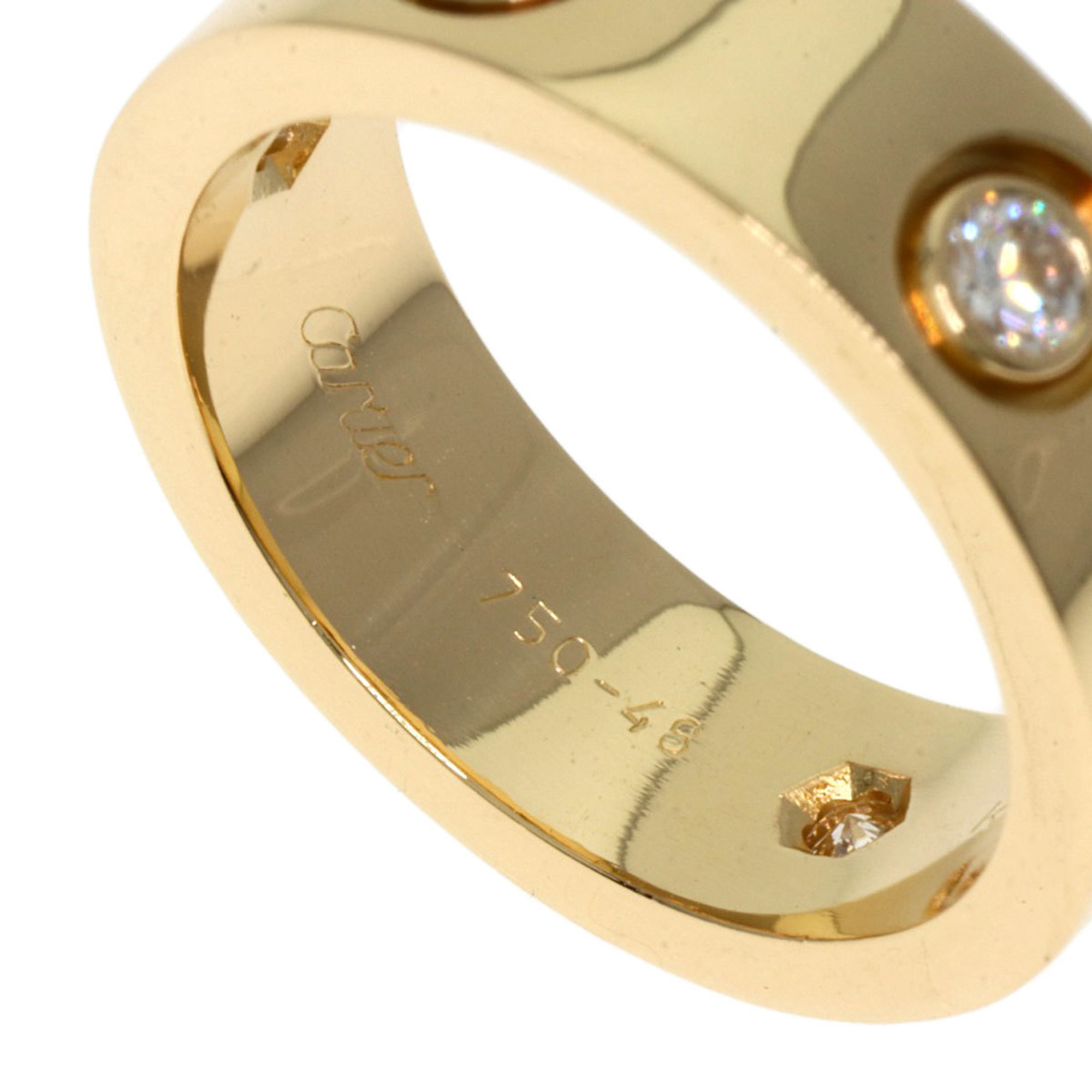 Cartier Love Ring Half Diamond #48 K18 Yellow Gold Women's CARTIER