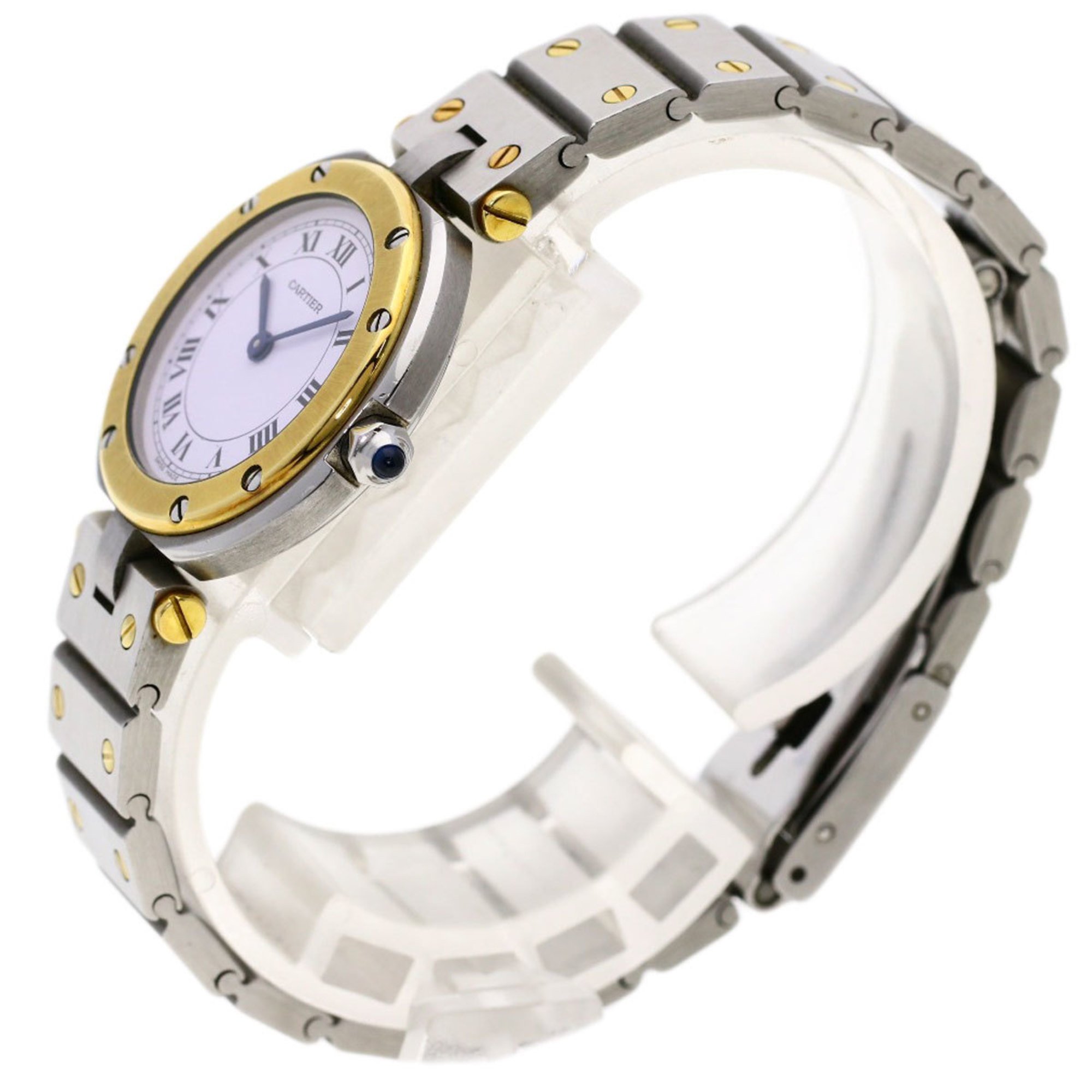 Cartier Santos Round Watch Stainless Steel SS K18YG Ladies CARTIER