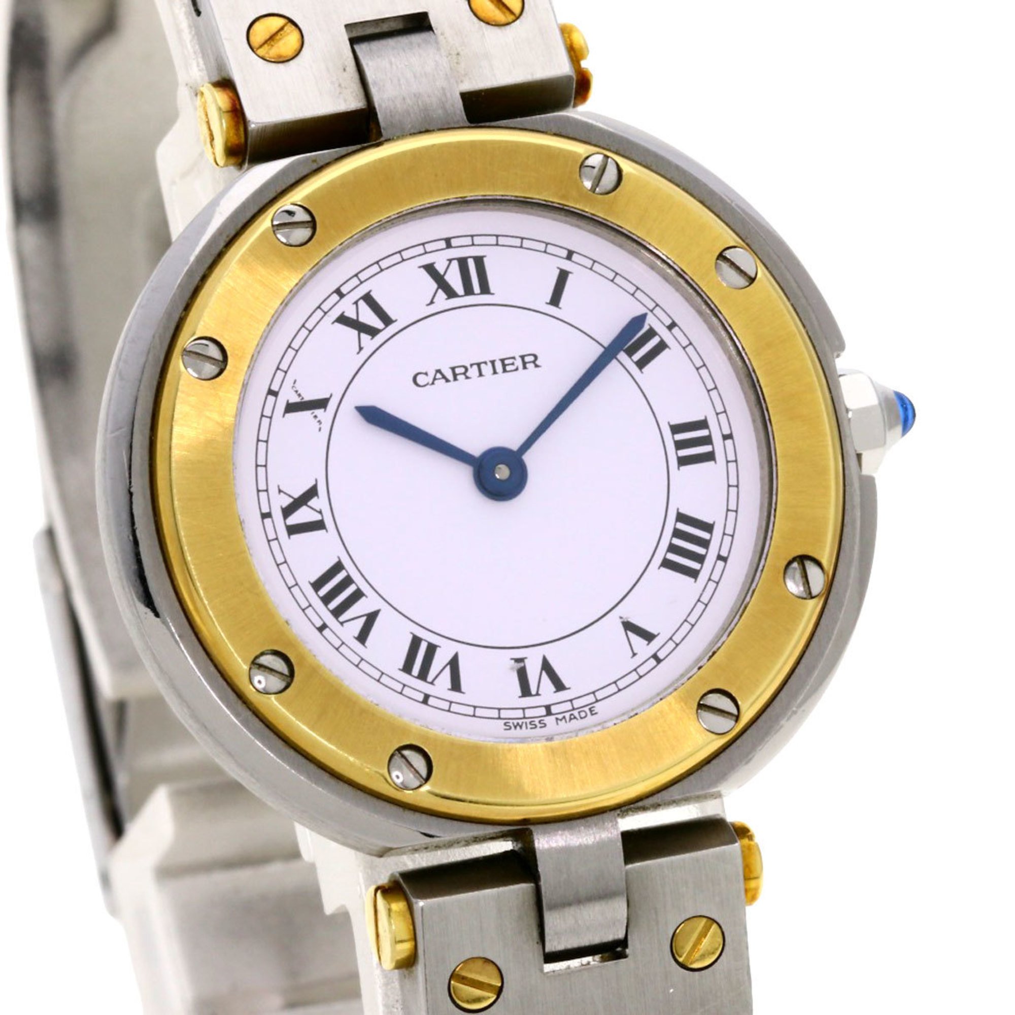 Cartier Santos Round Watch Stainless Steel SS K18YG Ladies CARTIER