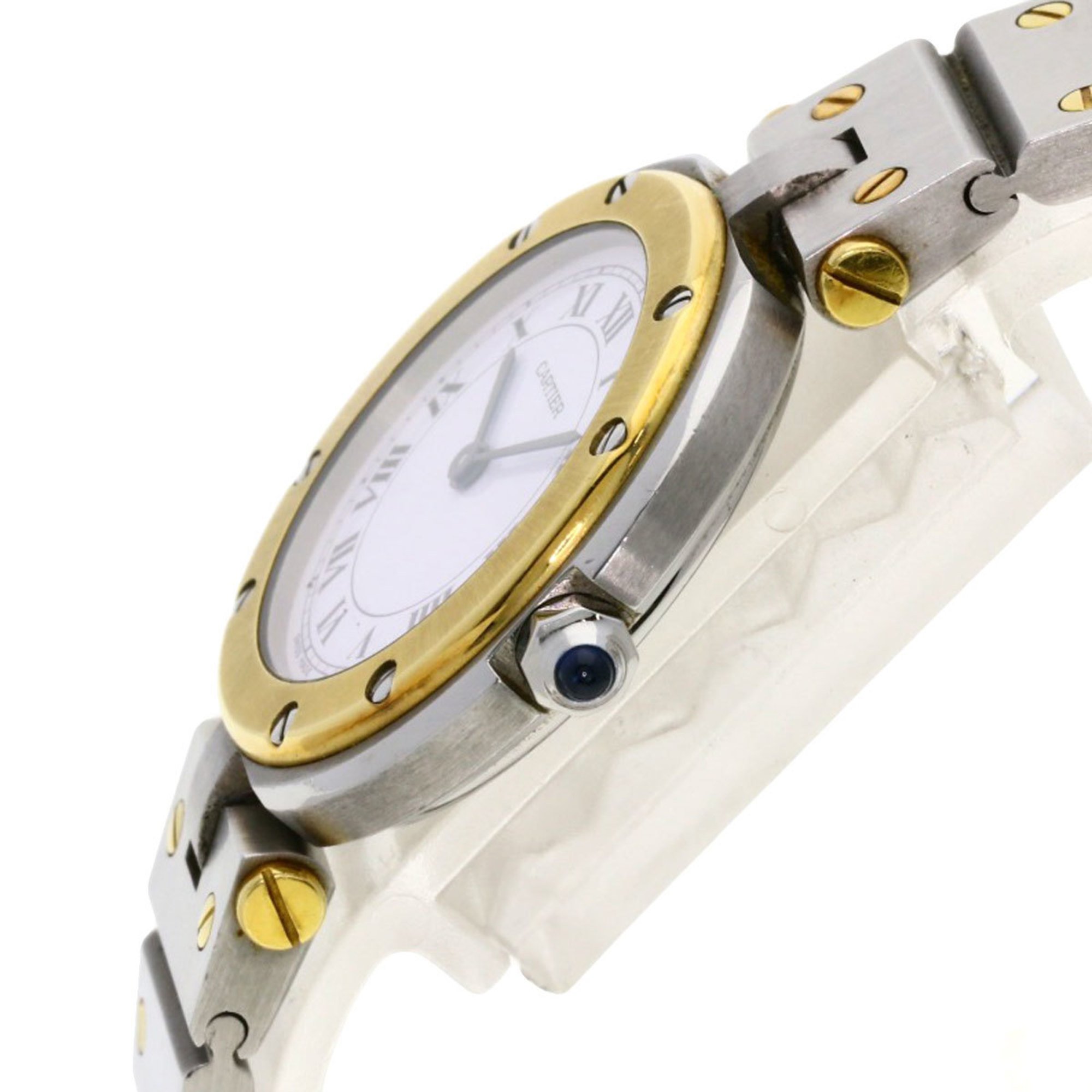 Cartier Santos Round Watch Stainless Steel SS K18YG Ladies CARTIER