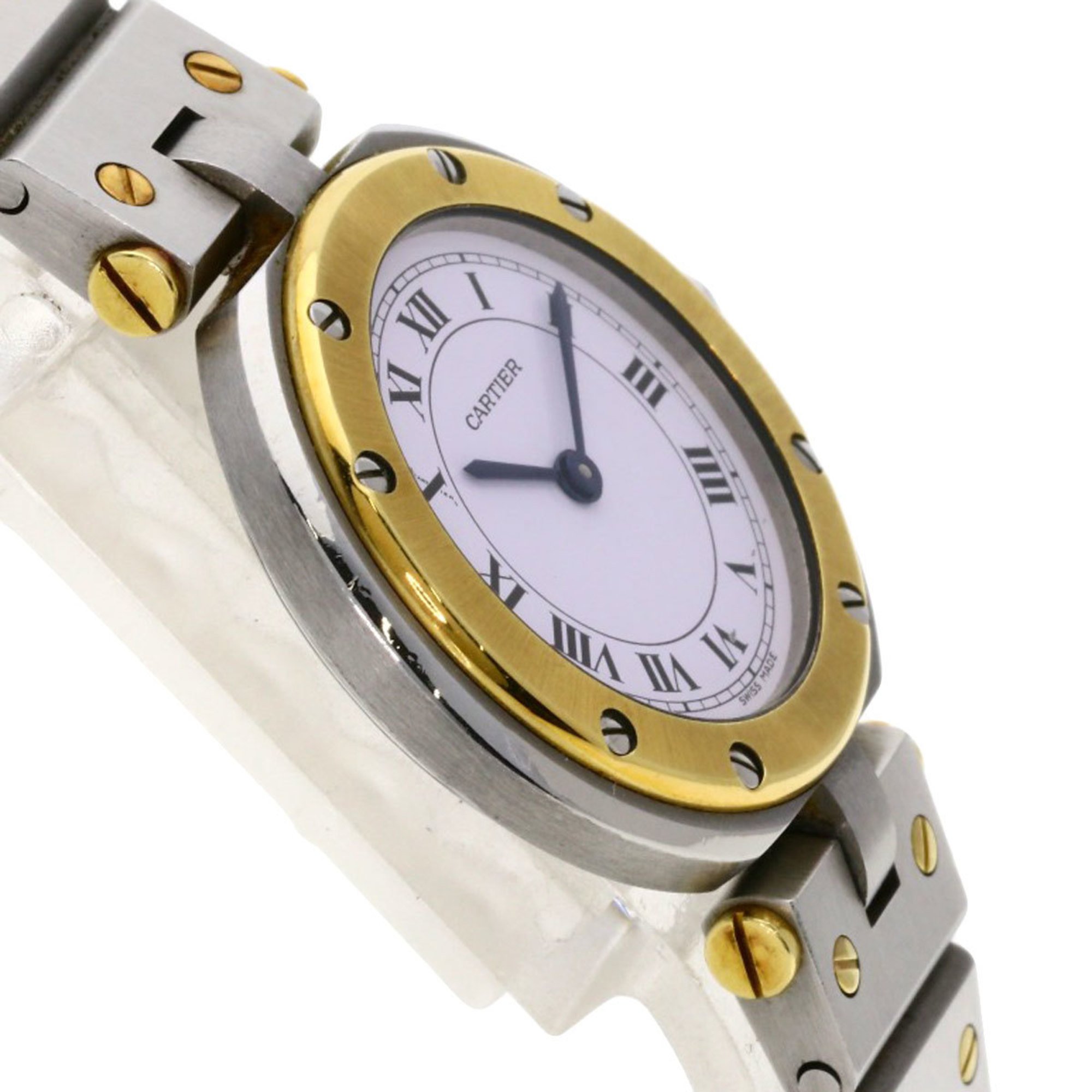 Cartier Santos Round Watch Stainless Steel SS K18YG Ladies CARTIER