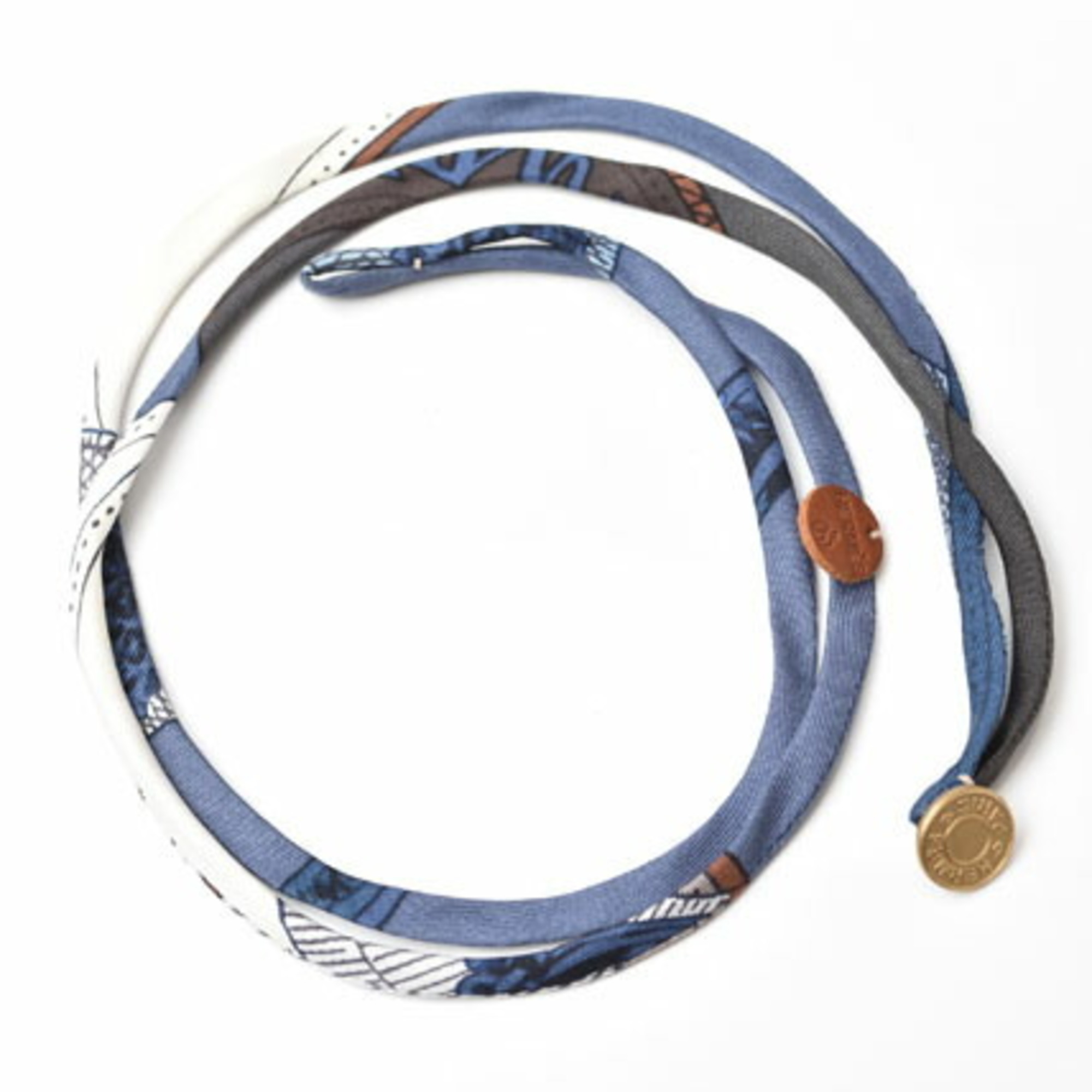 Hermes Choker Bangle Serie HERMES Necklace Bracelet Petit h Silk Blue Multi White