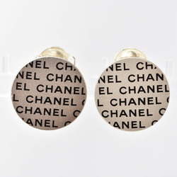 CHANEL Earrings Print Round Plate Silver