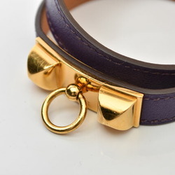 Hermes Bangle Bracelet HERMES Rival Double Tour Purple Gold Size S