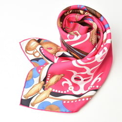 Hermes Scarf Muffler HERMES Carre 90 Silk Twill Northern Gaze Pink Multi Blue