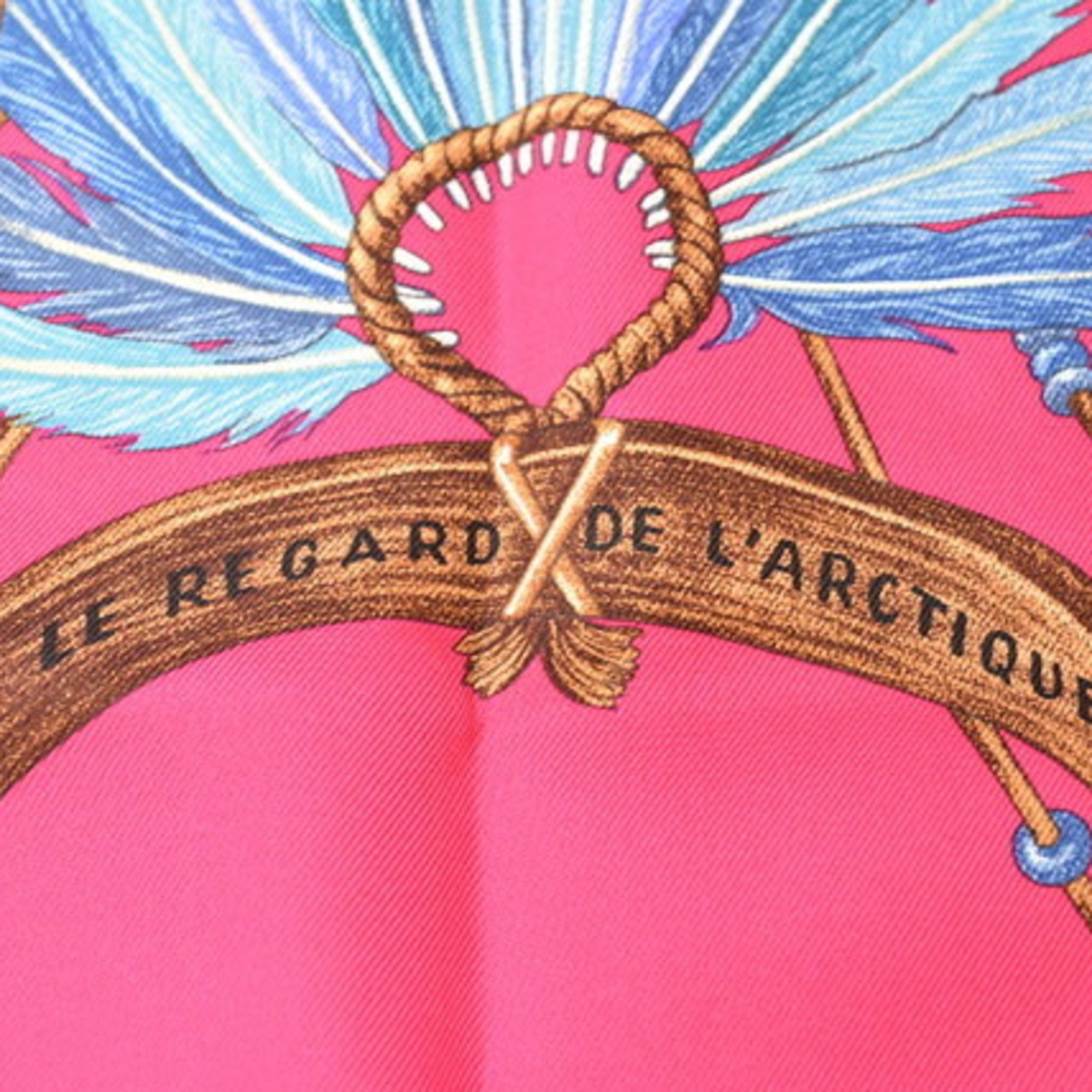 Hermes Scarf Muffler HERMES Carre 90 Silk Twill Northern Gaze Pink Multi Blue