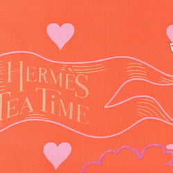 Hermes scarf muffler HERMES Carre 70 silk twill tea time heart red pink