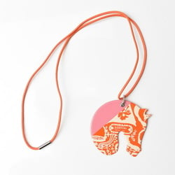 Hermes Necklace Pendant HERMES Choker Tattersall TATERSALE GM Orange Multi Rose