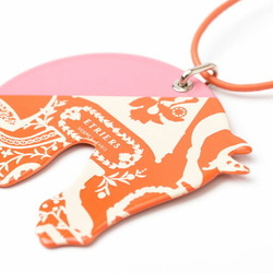 Hermes Necklace Pendant HERMES Choker Tattersall TATERSALE GM Orange Multi Rose