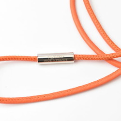 Hermes Necklace Pendant HERMES Choker Tattersall TATERSALE GM Orange Multi Rose