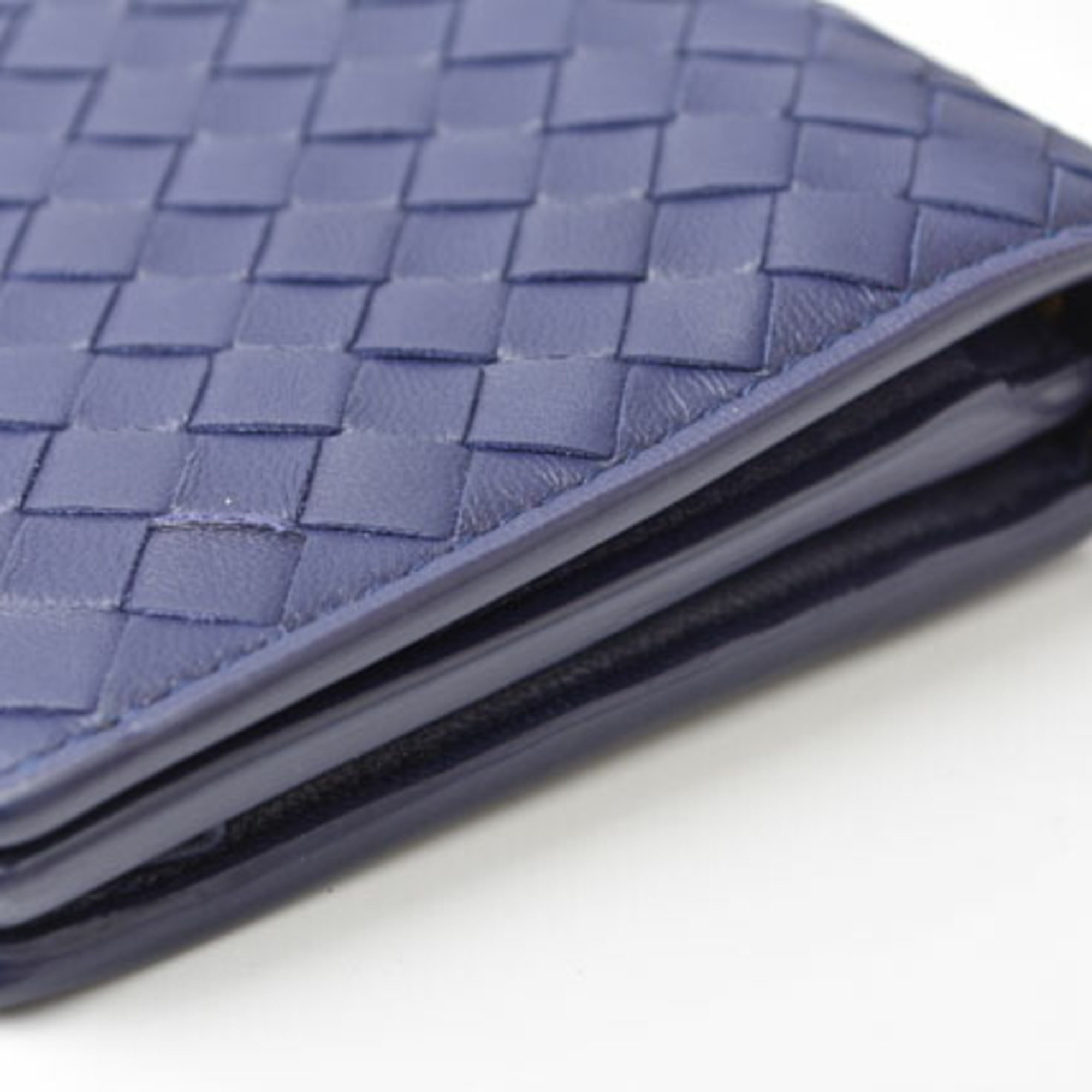 Bottega Veneta Long Wallet Chain Clutch Bag Smartphone Storage BOTTEGA VENETA Intrecciato Blue Atlantico