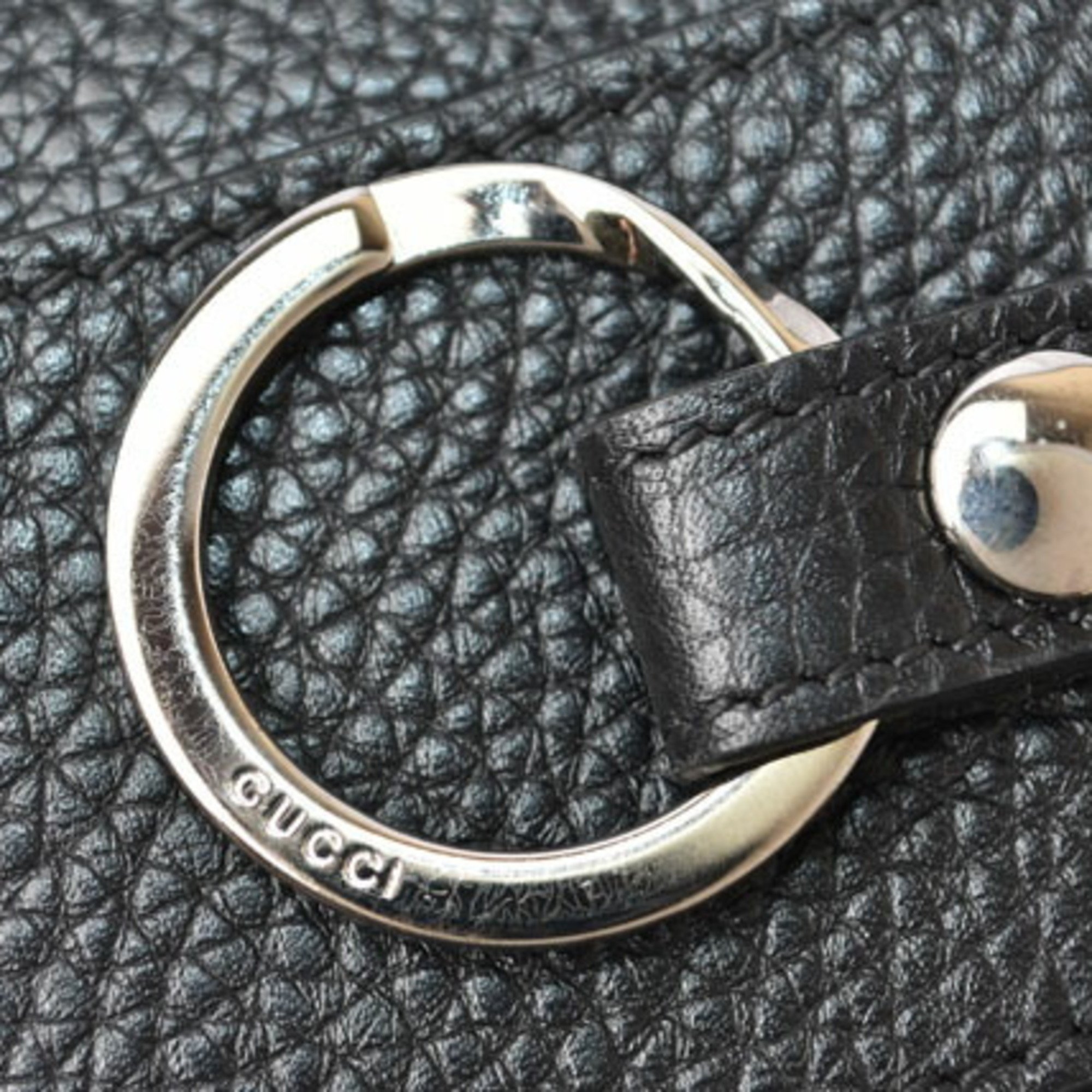 Gucci key case, holder, GUCCI, 6-ring, leather, GG, black, silver, 473924