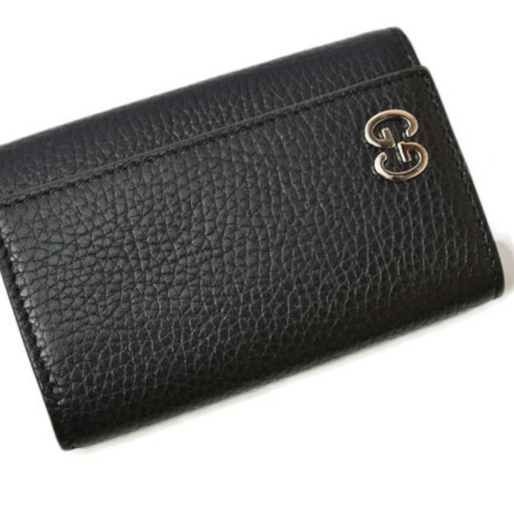 Gucci key case, holder, GUCCI, 6-ring, leather, GG, black, silver, 473924