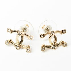 Chanel Earrings CHANEL CC Mark Rhinestone Gold