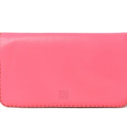 LOEWE Clutch Bag Second Pouch Lamb Leather Anagram Fuchsia