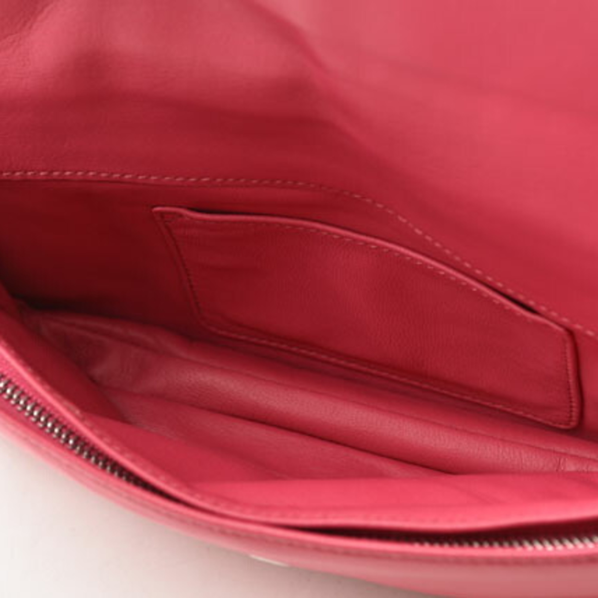 LOEWE Clutch Bag Second Pouch Lamb Leather Anagram Fuchsia