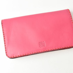 LOEWE Clutch Bag Second Pouch Lamb Leather Anagram Fuchsia