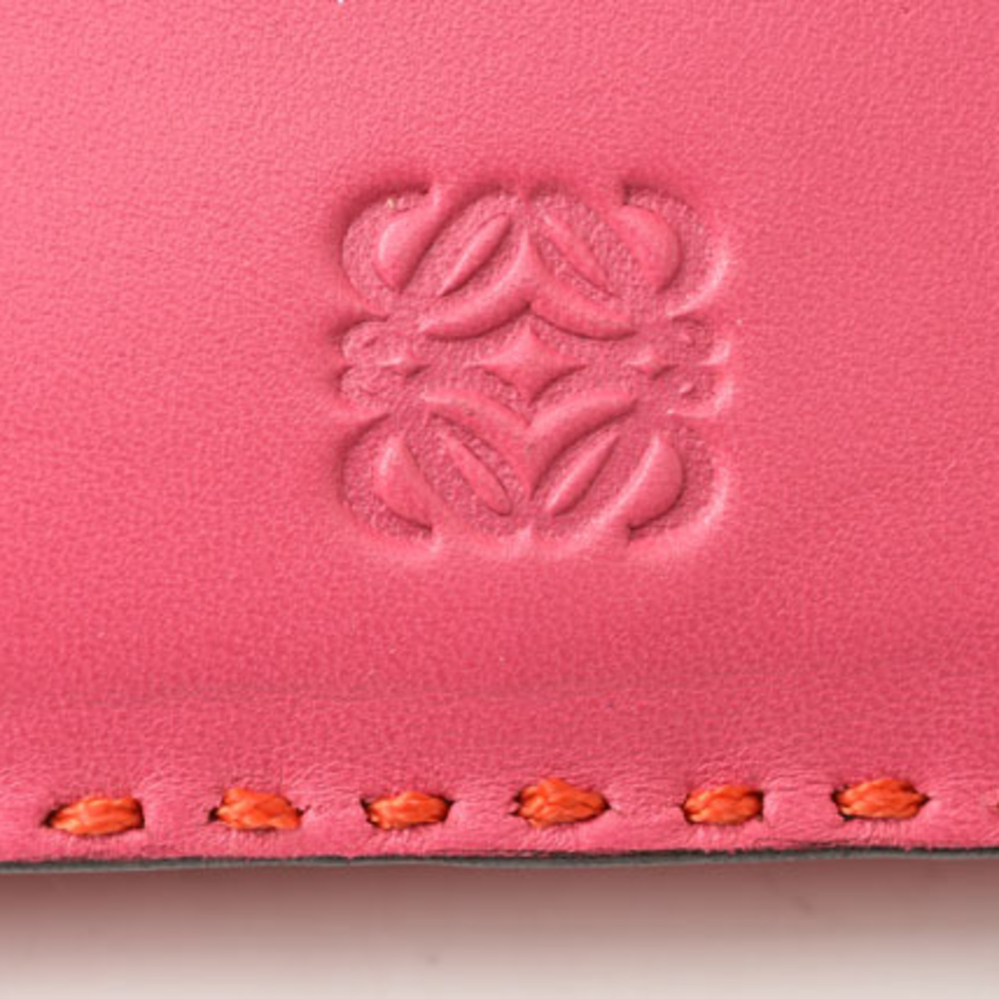 LOEWE Clutch Bag Second Pouch Lamb Leather Anagram Fuchsia