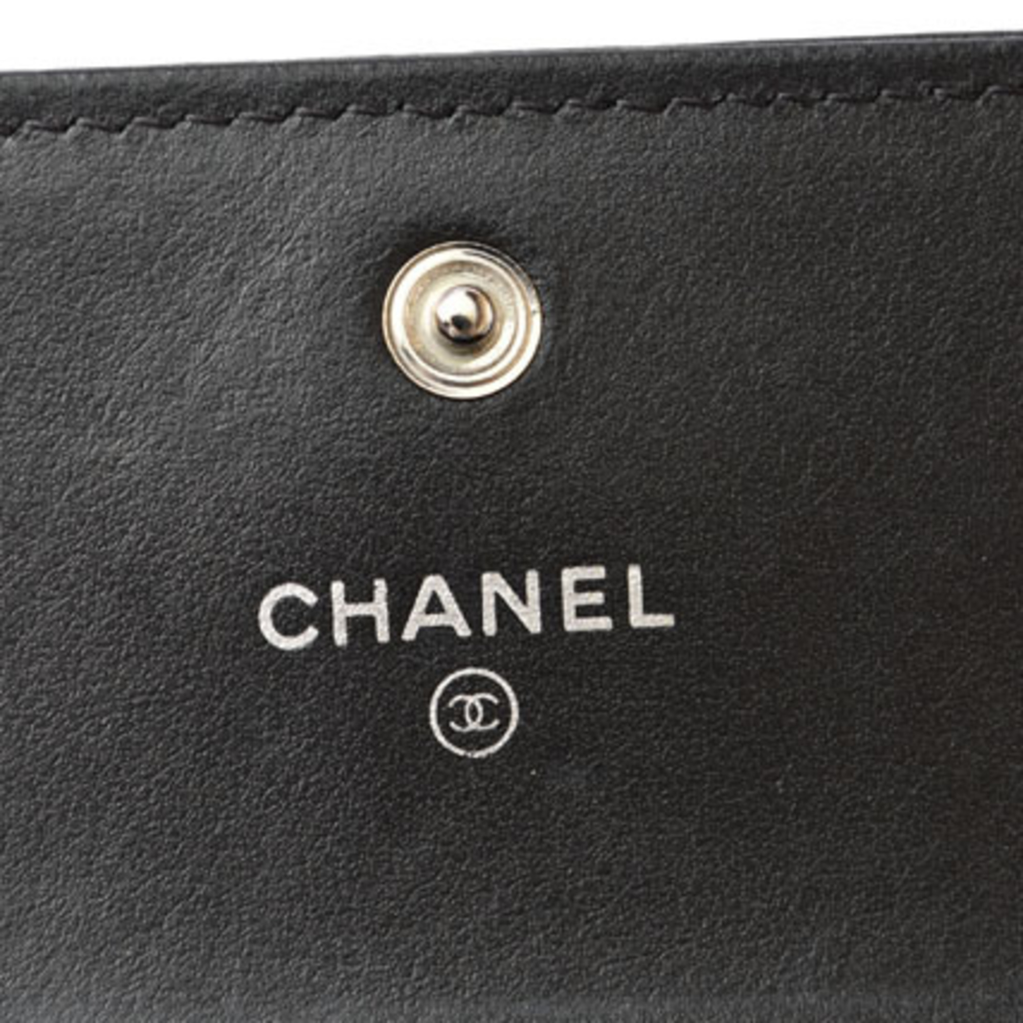 CHANEL Wallet Camellia Lambskin Black A82283