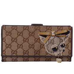 Gucci Guccioli Bi-fold Long Wallet Brown 226154 Women's GG Canvas Dog Chihuahua GUCCI