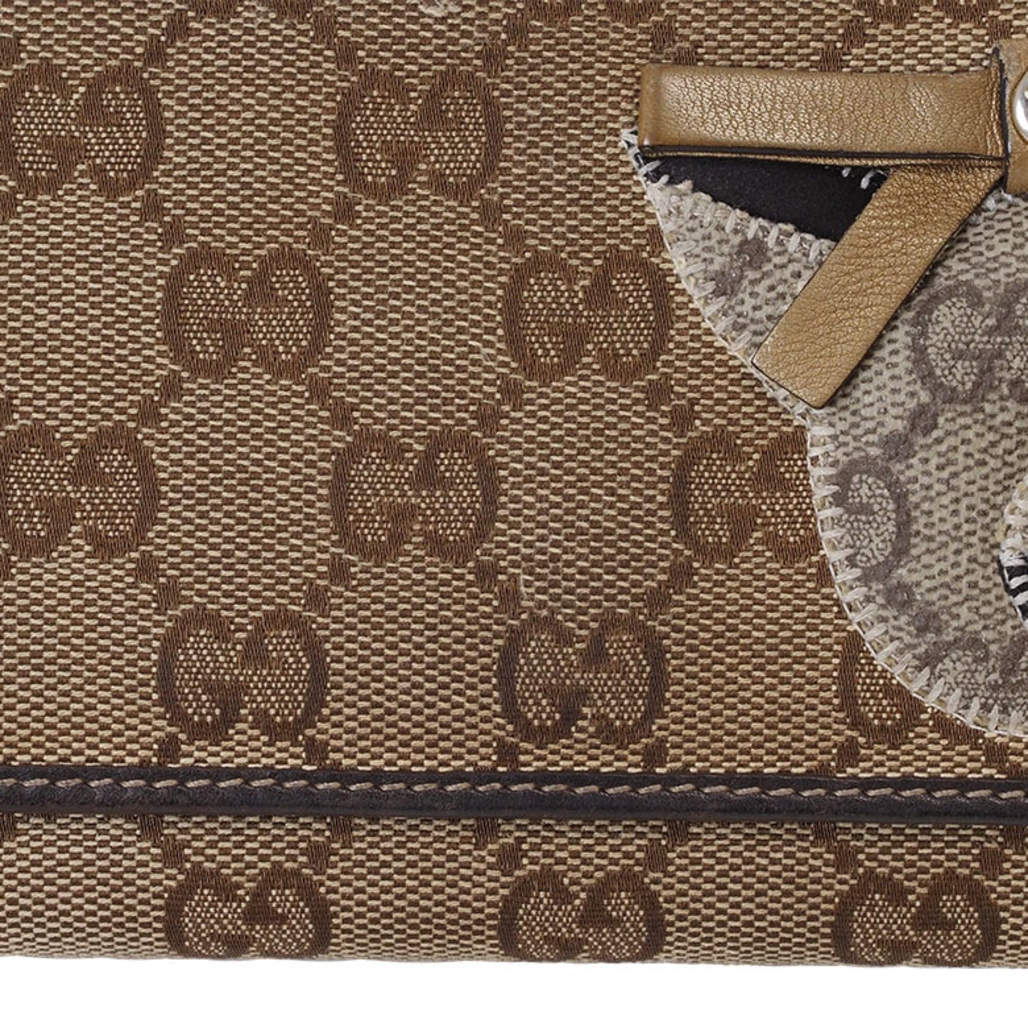 Gucci Guccioli Bi-fold Long Wallet Brown 226154 Women's GG Canvas Dog Chihuahua GUCCI