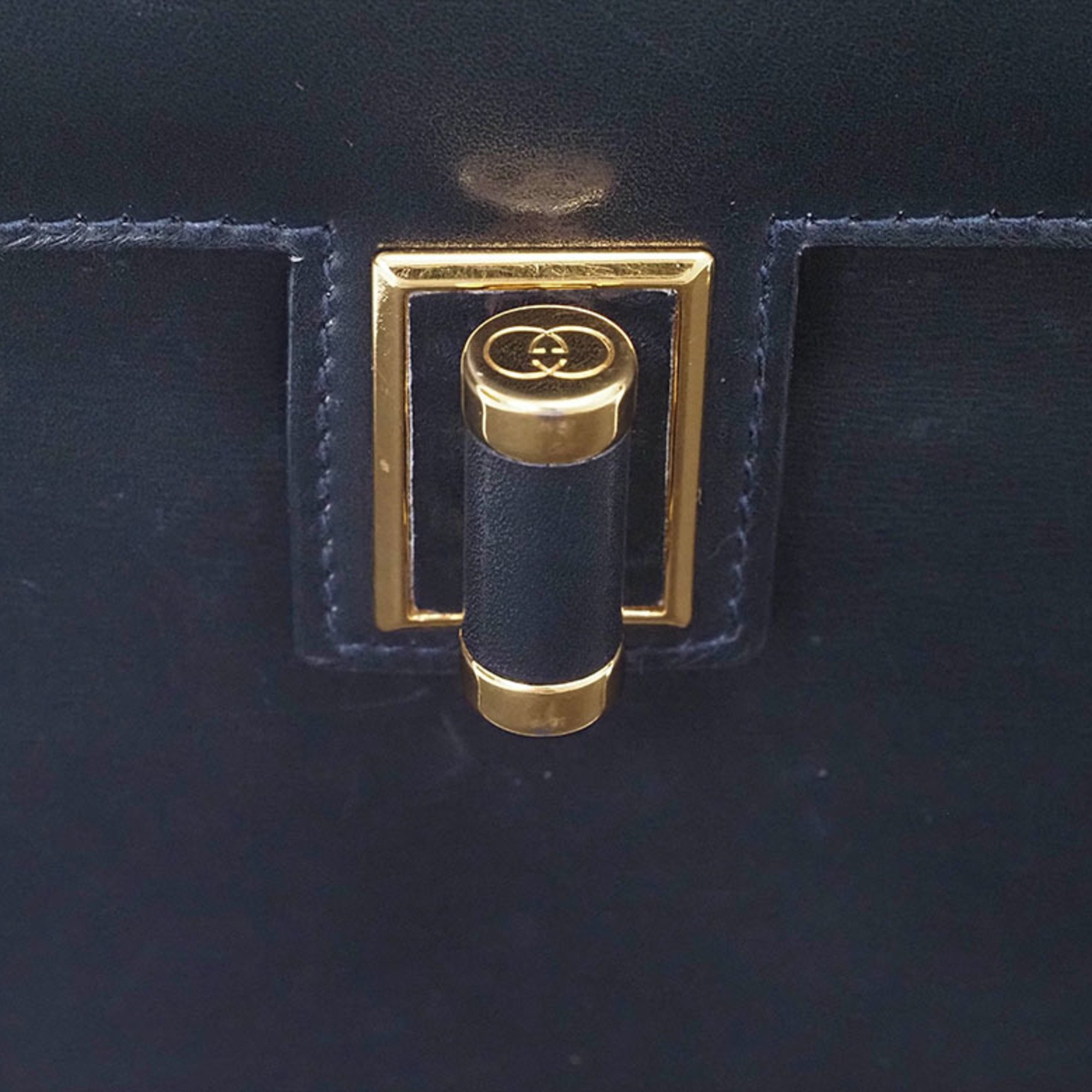 GUCCI Old Gucci Shoulder Bag Navy Women's Turnlock Vintage