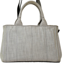 Prada Canapa Handbag Denim Flower Tote Bag 1BG439 Light Grey Women's PRADA