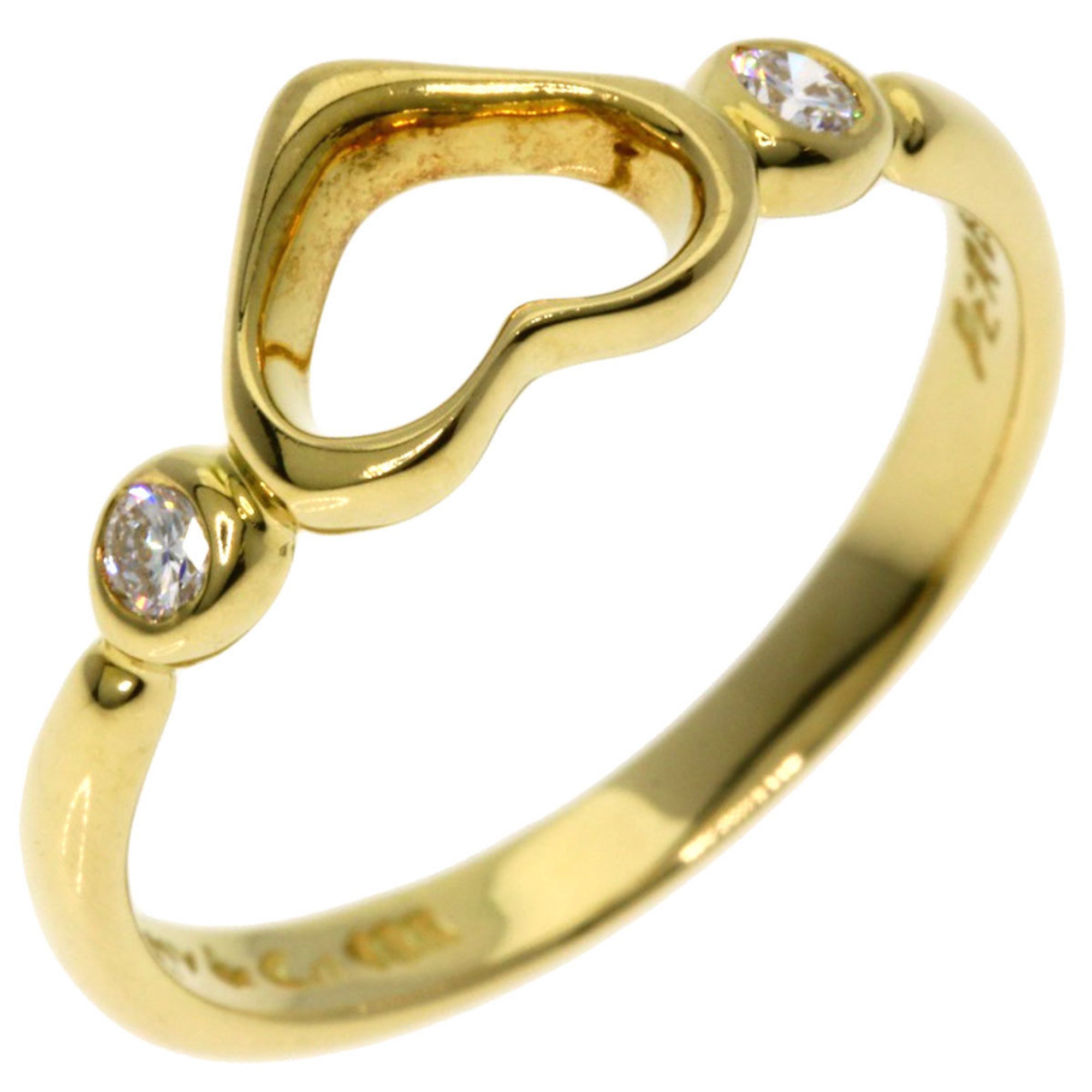 Tiffany & Co. Heart 2P Diamond Ring, 18K Yellow Gold, Women's, TIFFANY