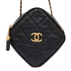 Chanel Chain Shoulder Bag Matelasse Coco Mark Diamond Shape Lambskin CHANEL Black