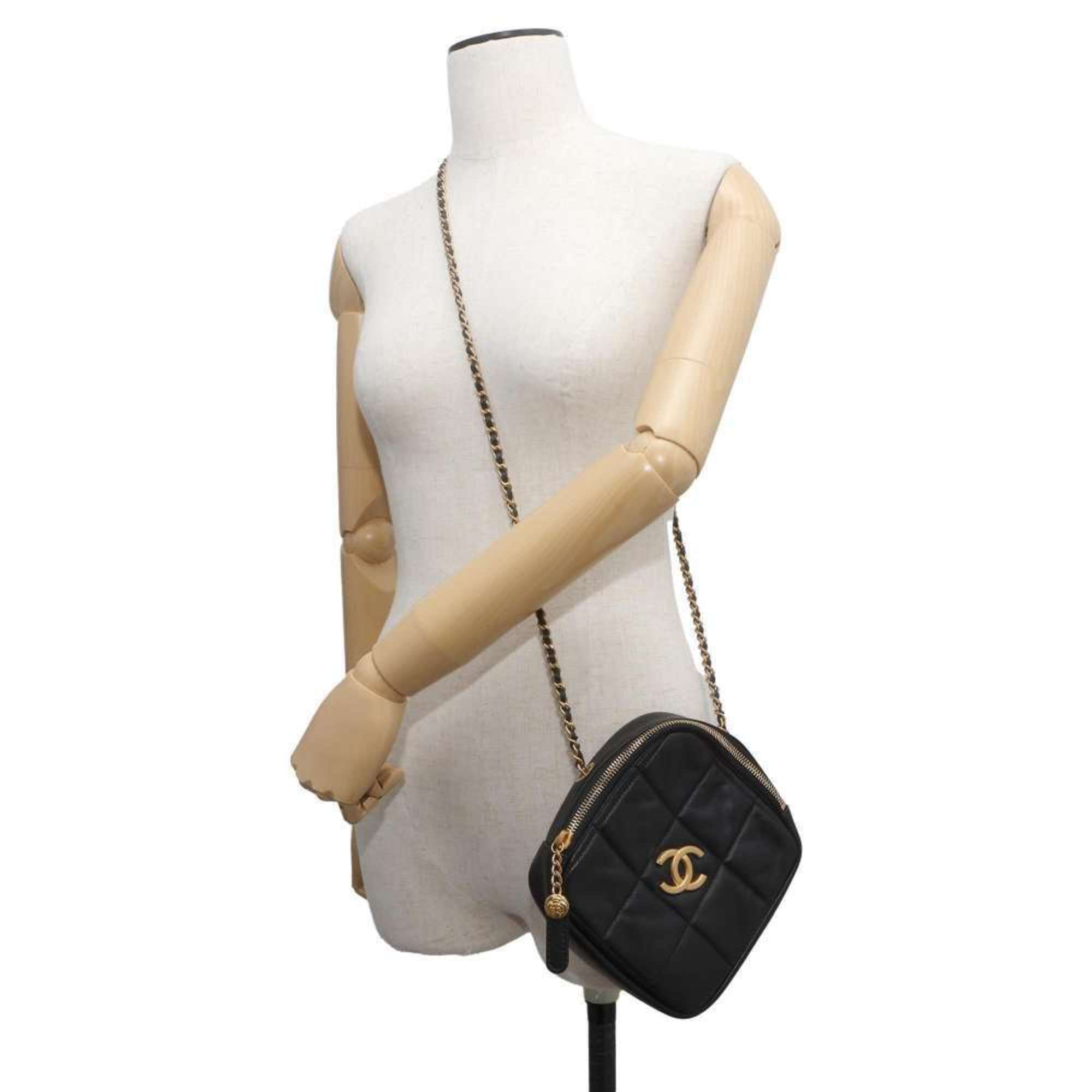 Chanel Chain Shoulder Bag Matelasse Coco Mark Diamond Shape Lambskin CHANEL Black