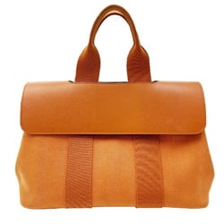 Hermes HERMES Valparaiso PM Baraparaiso Orange Toile Chevron Leather Handbag Women's Canvas