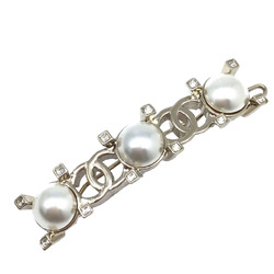 CHANEL Barrette Hairpin Champagne Gold Resin Pearl Rhinestone Hair Clip Accessories for Women