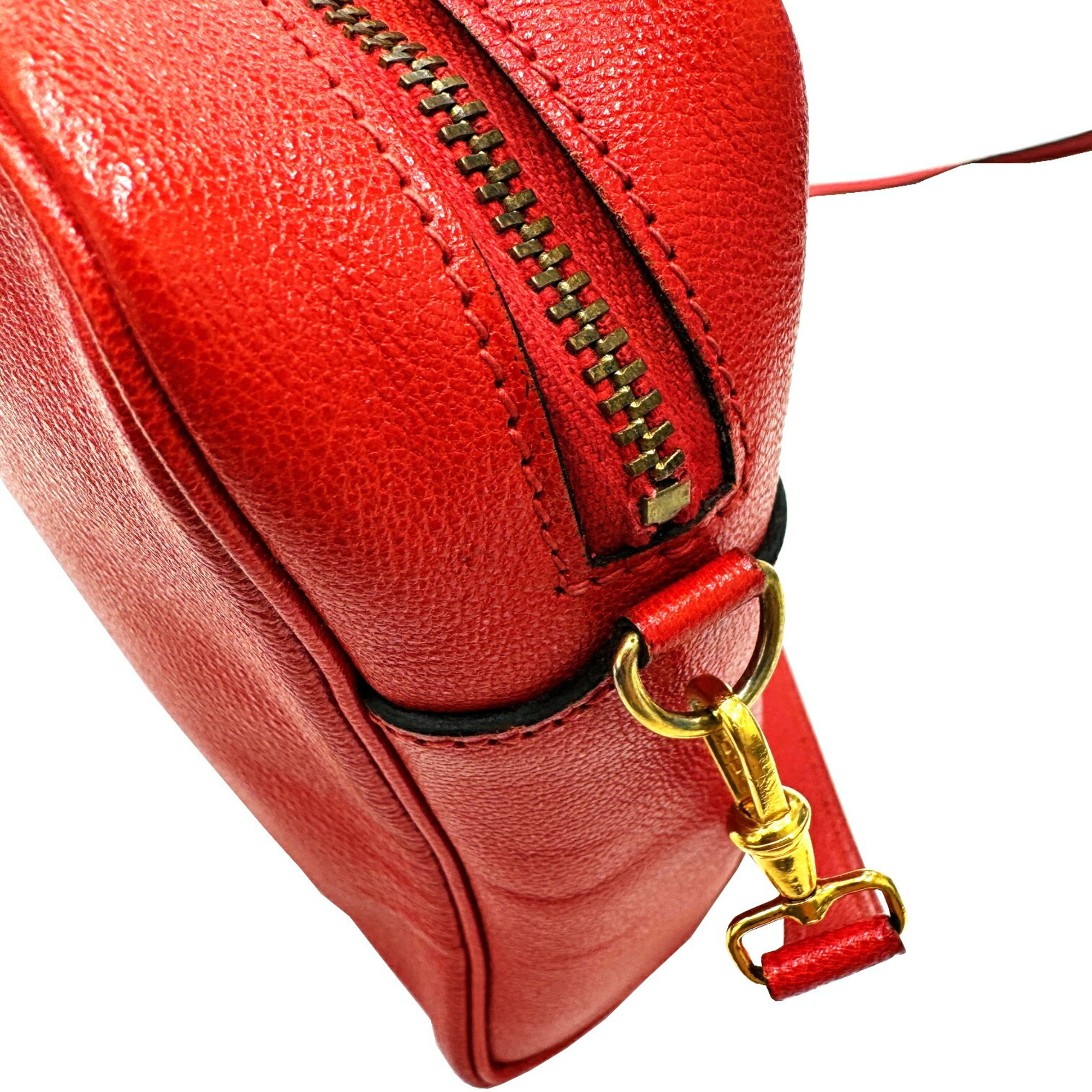 HERMES Jockey Shoulder Bag Horse 〇R Stamp Red Rouge Ladies