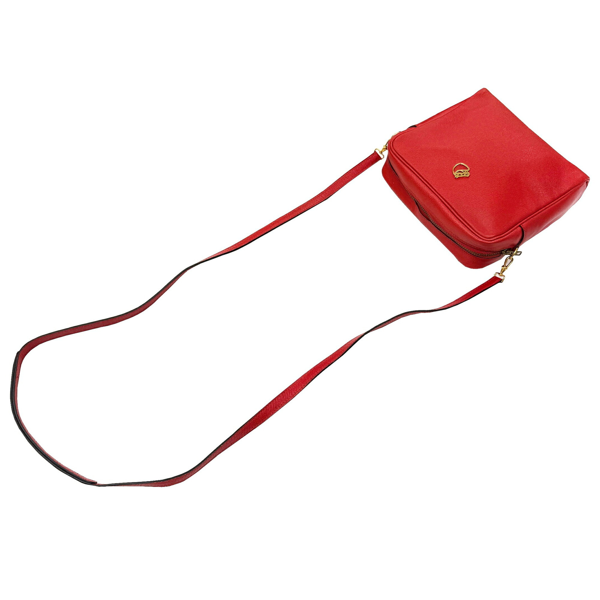 HERMES Jockey Shoulder Bag Horse 〇R Stamp Red Rouge Ladies