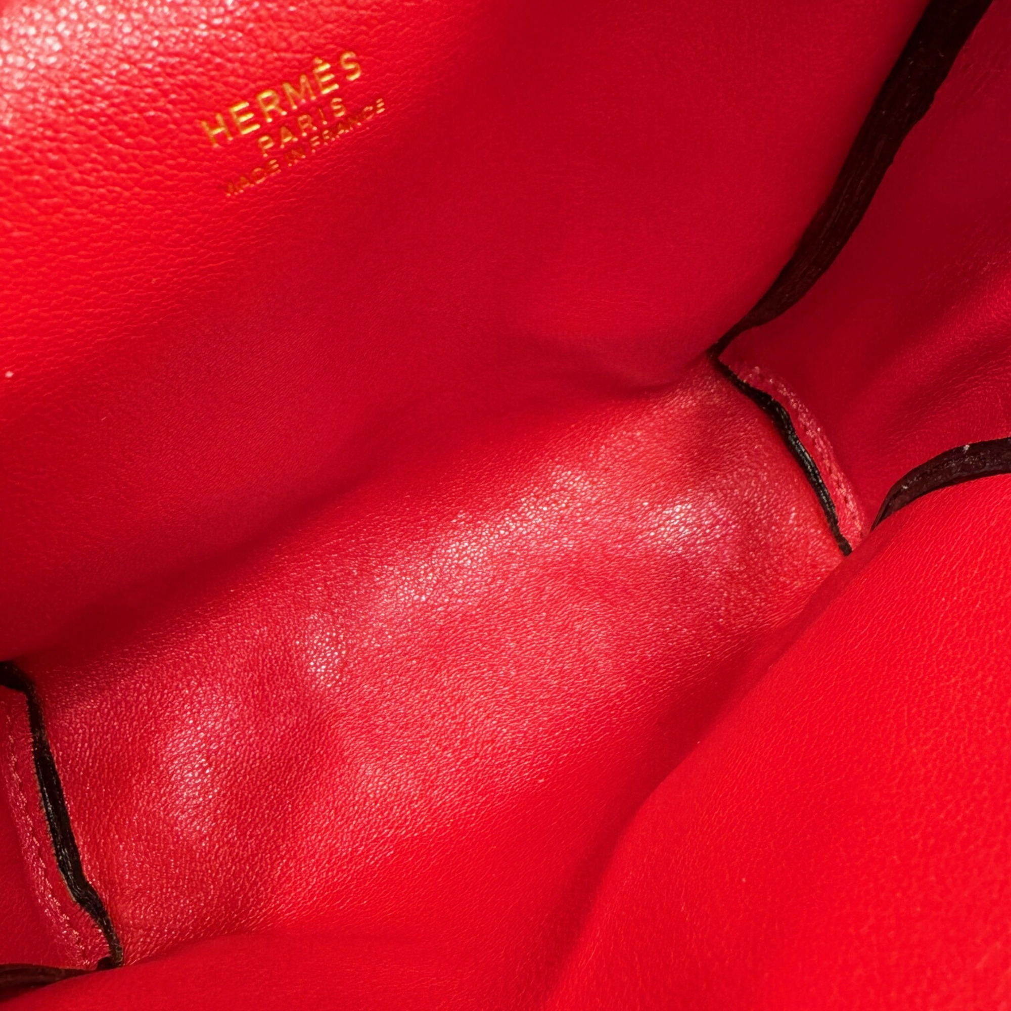 HERMES Jockey Shoulder Bag Horse 〇R Stamp Red Rouge Ladies