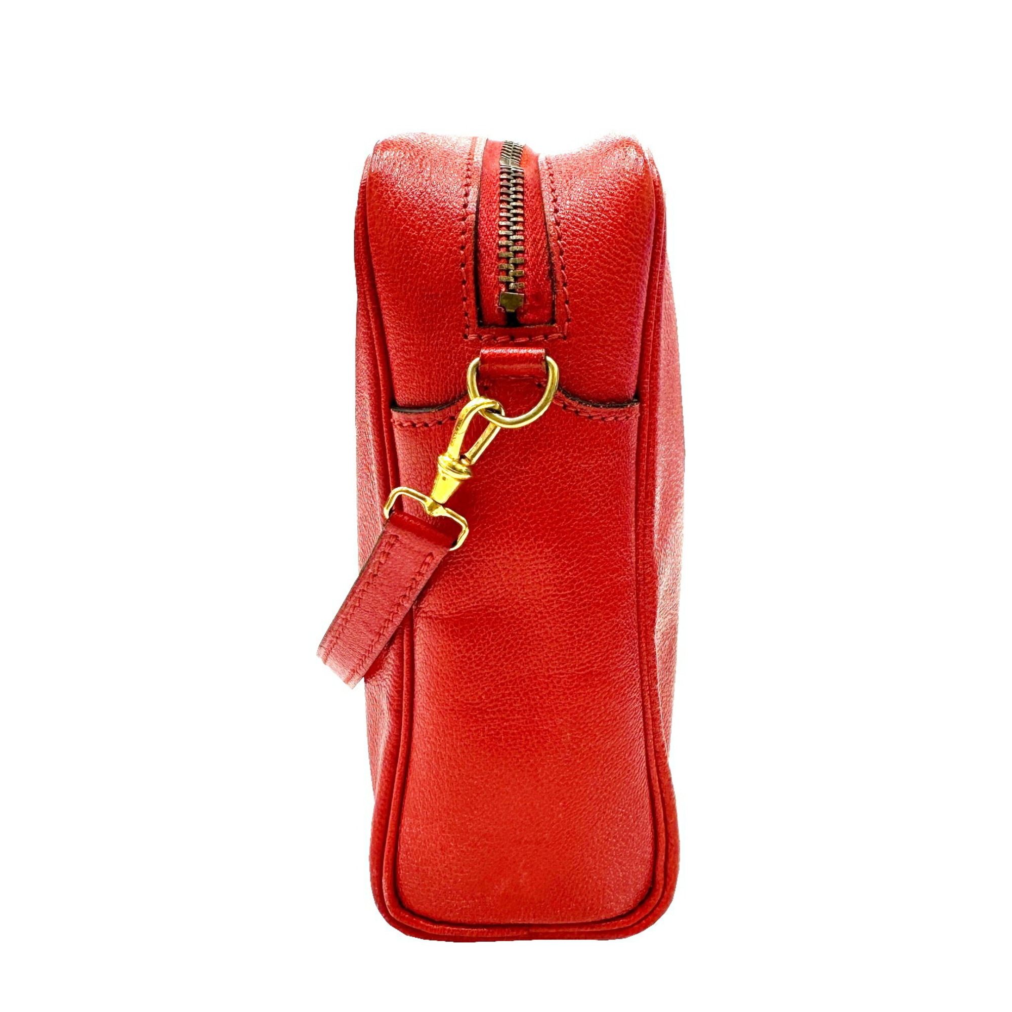 HERMES Jockey Shoulder Bag Horse 〇R Stamp Red Rouge Ladies