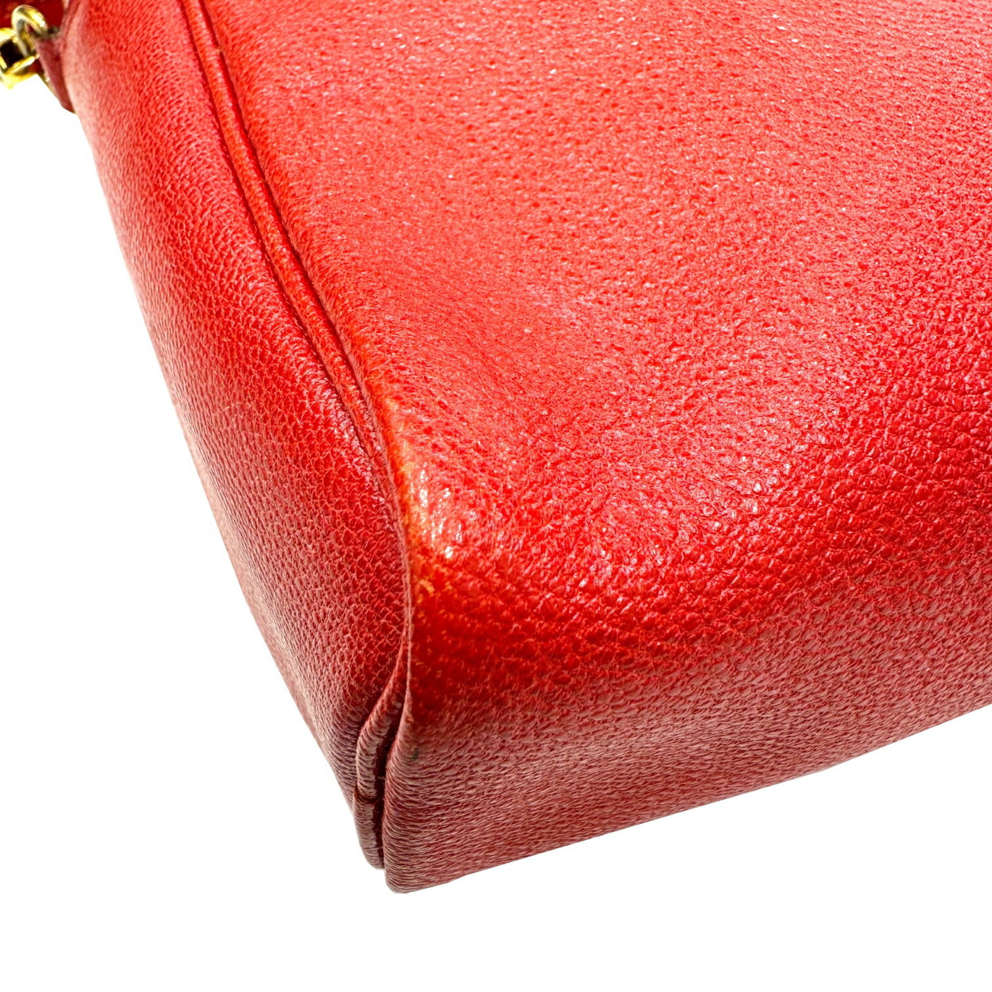 HERMES Jockey Shoulder Bag Horse 〇R Stamp Red Rouge Ladies