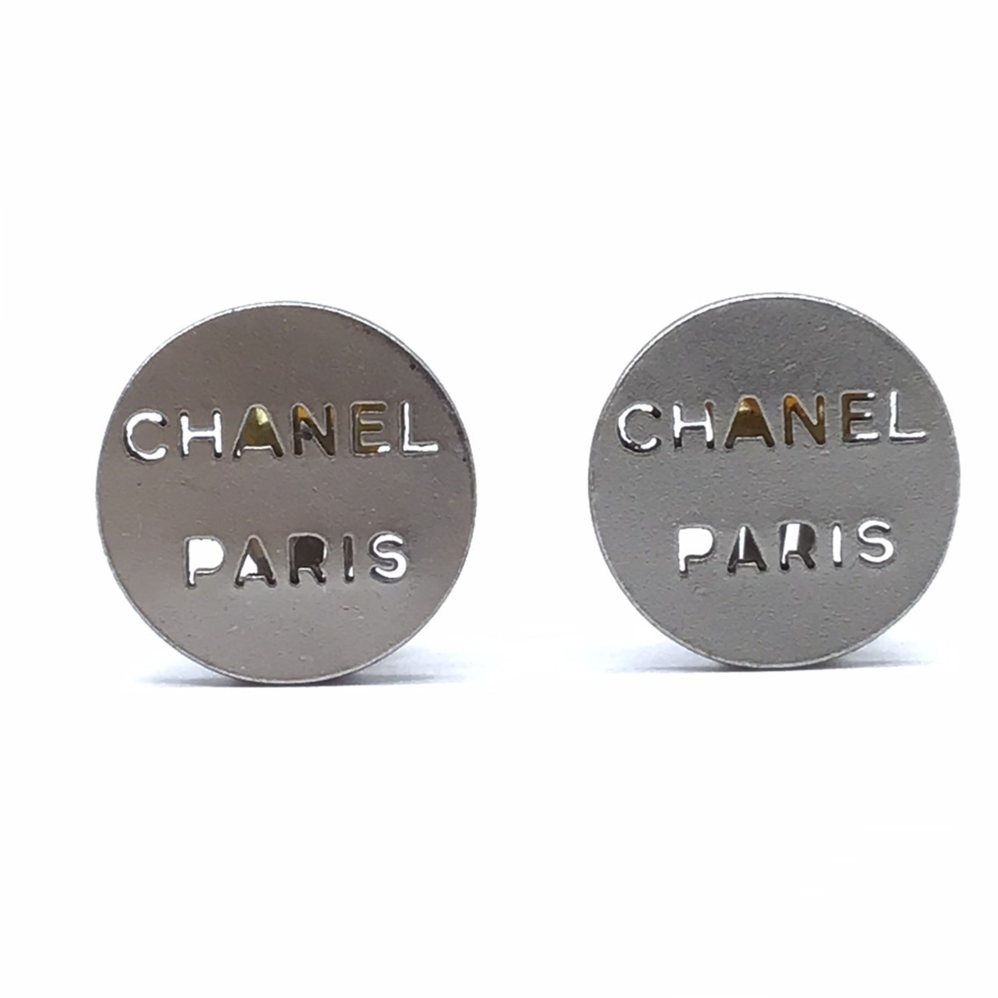 CHANEL Chanel Earrings Round Silver Color 00C CC Accessories Small Items Women's