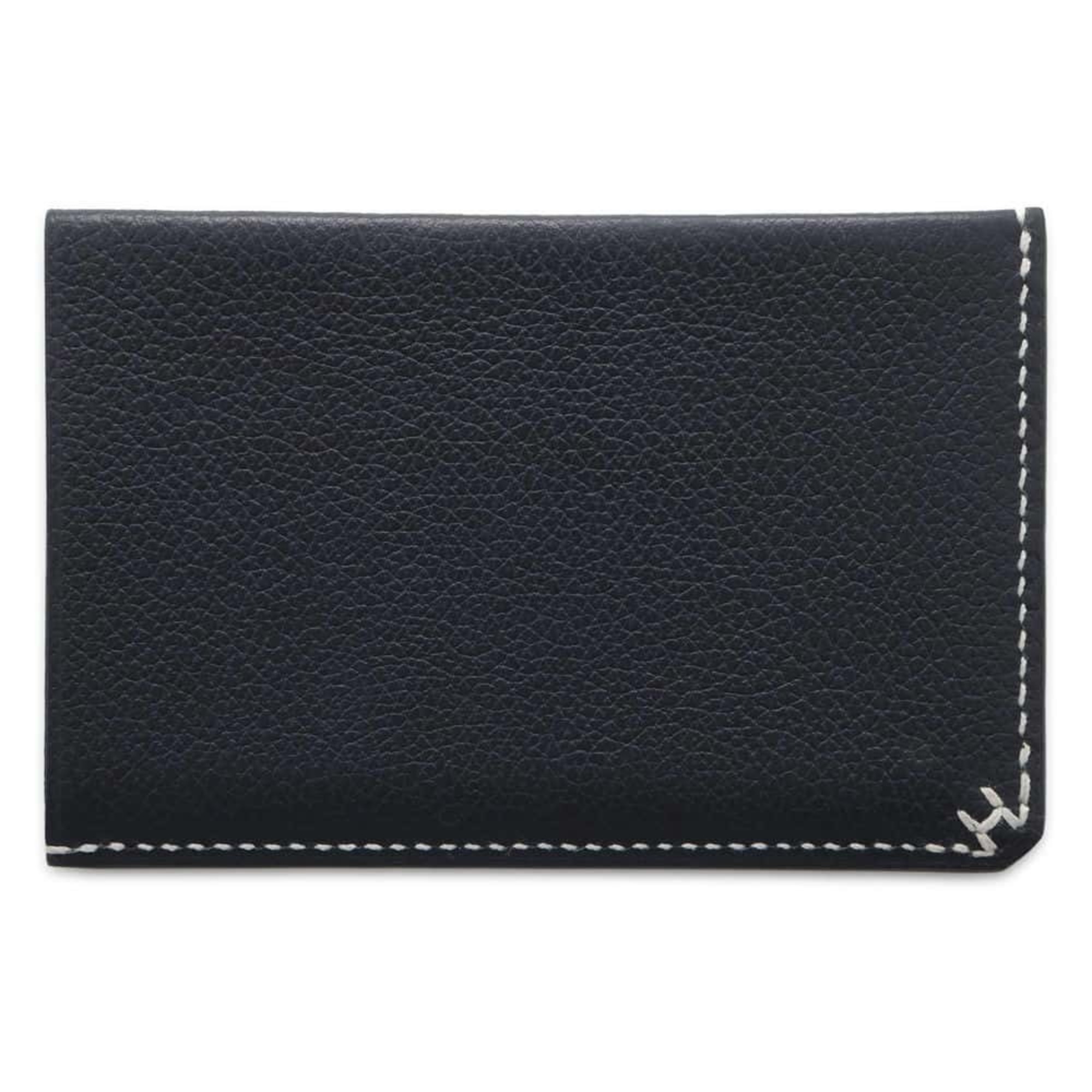 Hermes Business Card Holder/Card Case H Series Blue Nuit Evercolor U Stamp Wallet